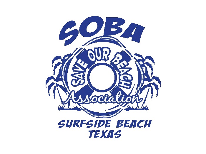 Navy “Save Our Beach Association” logo featuring illustrated palm trees and a lifesaver ring